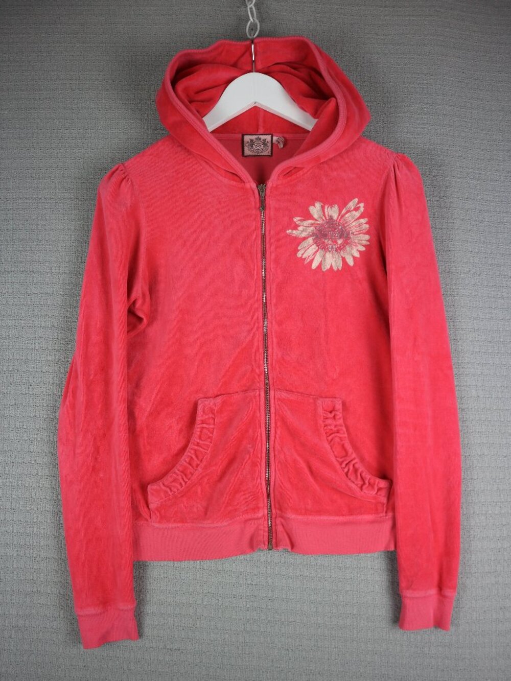 Juicy Couture Pink Velour Vintage Y2K Flower COuture Is Here Large VTG